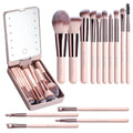 Versatile Luxurious Makeup Brush Set with Mini LED Light Mirror -